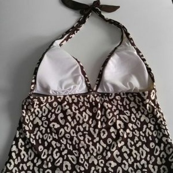 Issac Mizrahi Brown Cream Leopard Tankini - Picture 3 of 3